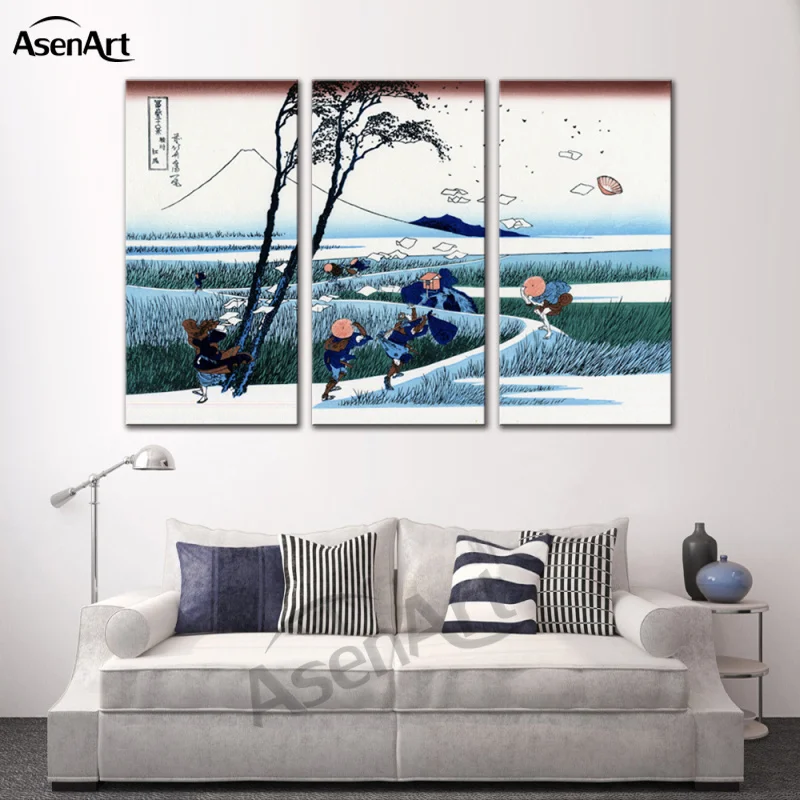 

3 Panel Wall Art Canvas Traditional Janpanese Paintings Pictures Landscape Prints Famous Paintings Reproductions Unframed
