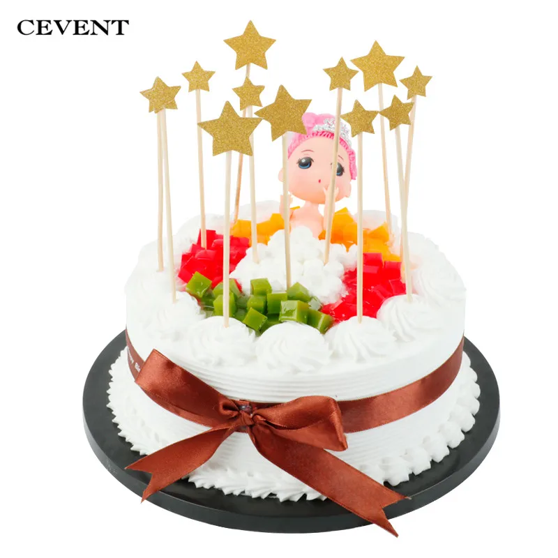 CEVENT 12pcs Set Stars Love Heart Shape Cake Decoration