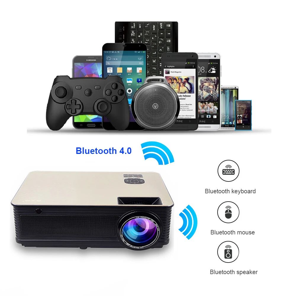 VIVICINE HD العرض الرئيسية ، 5500 لومينز ، الروبوت 7.1 WiFi بلوتوث اختياري ، دعم 1080 p المسرح المنزلي LED عارض فيديو متعاطي المخدرات