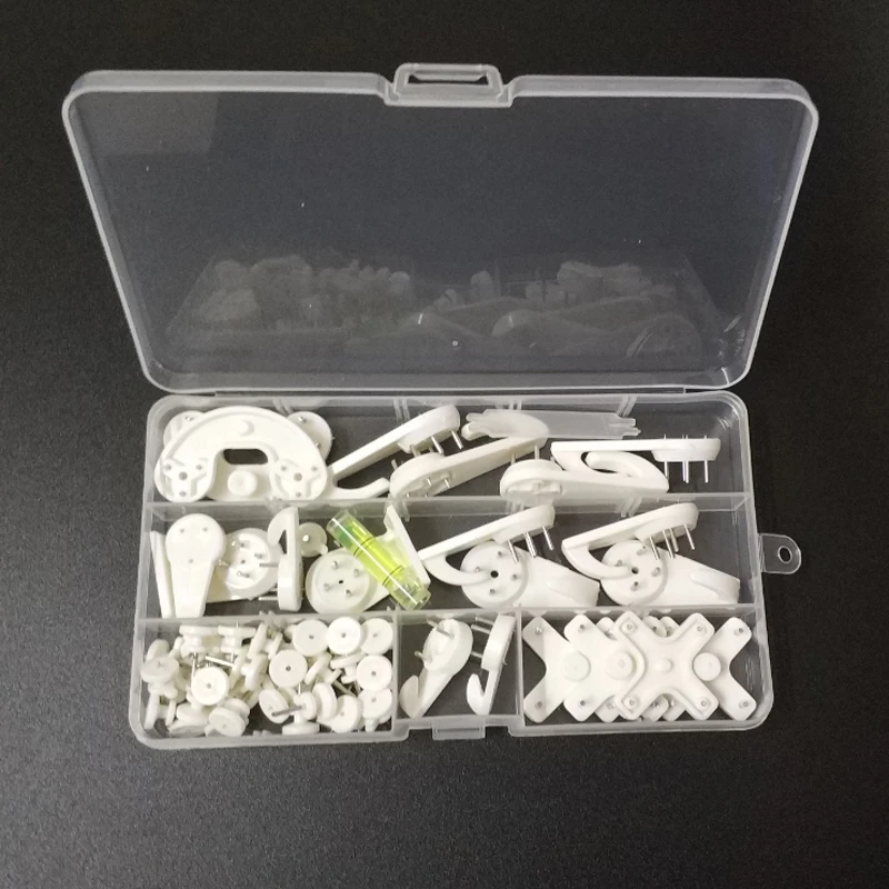 62pcs/set Photo frame nails and white plastic invisible hangers hooks