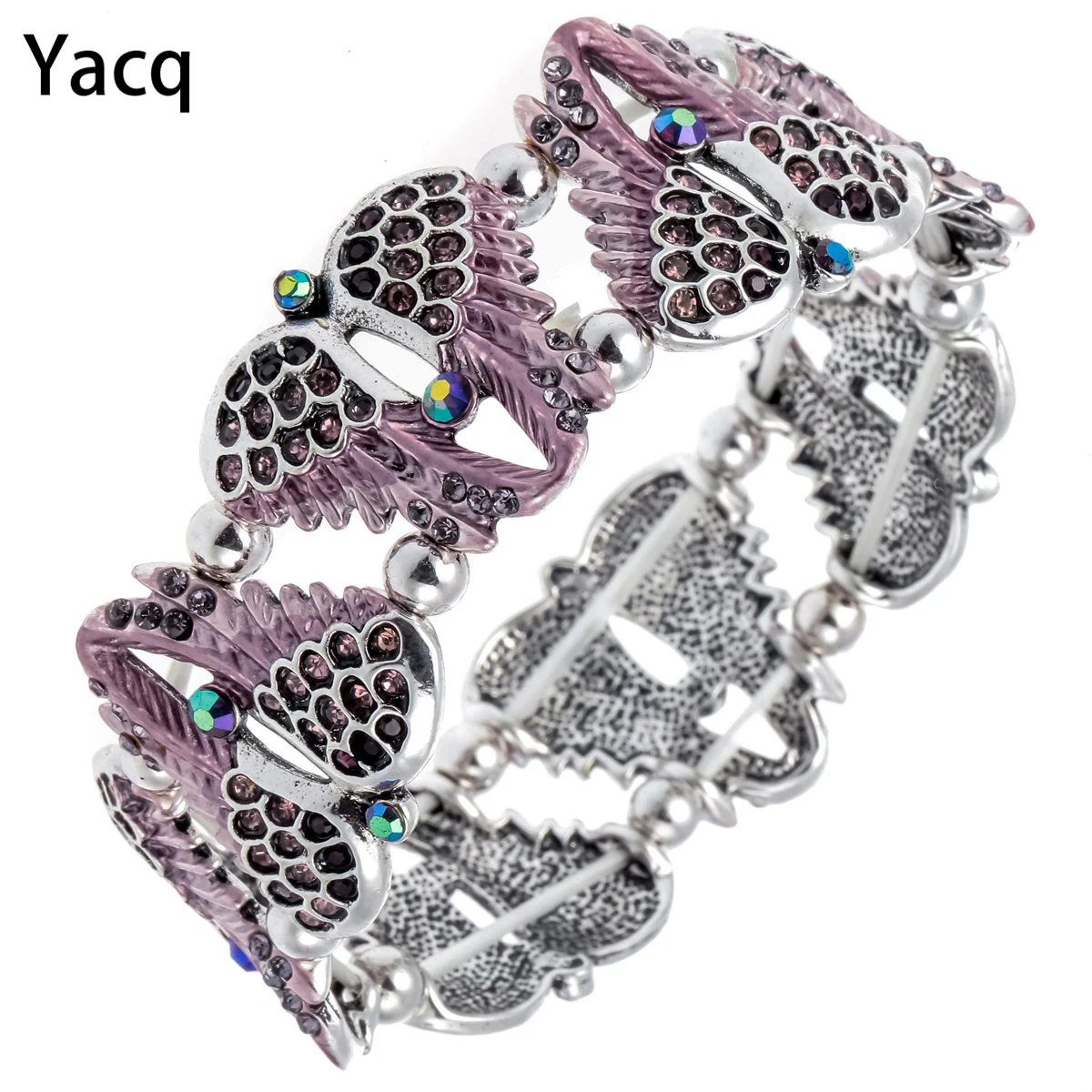 Angel Jewelry Womens Crystal Angel Wings Stretch Cuff Bracelet