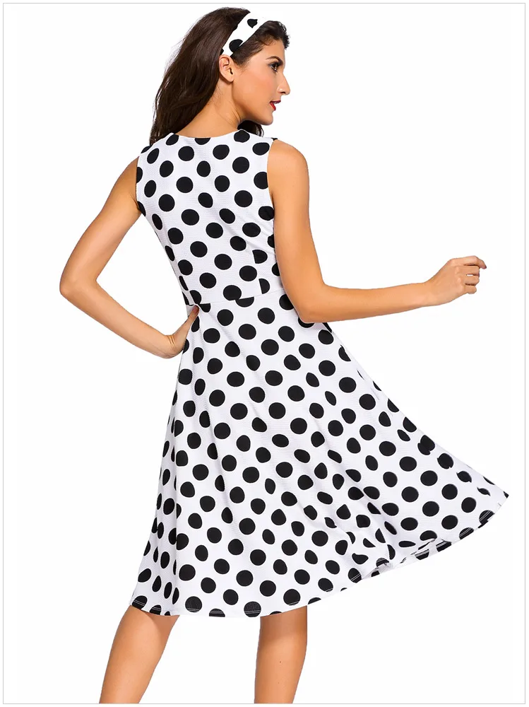 2017 летнее платье в горошек женские вечерние платья без рукавов повседневное