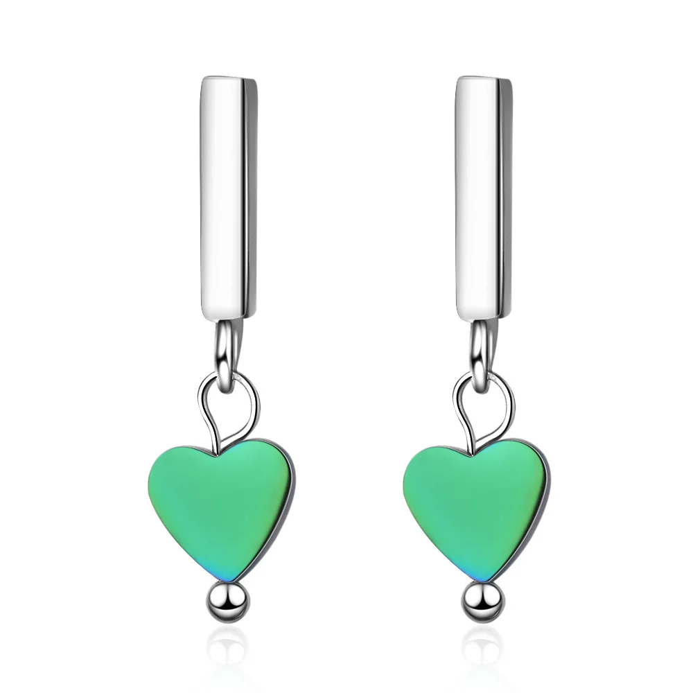 

Heart Shaped Colorful Stone Cute Earrings for Women Korean Magic Color Interesting Stud Earring Exquisite Tiff Heart Jewelry