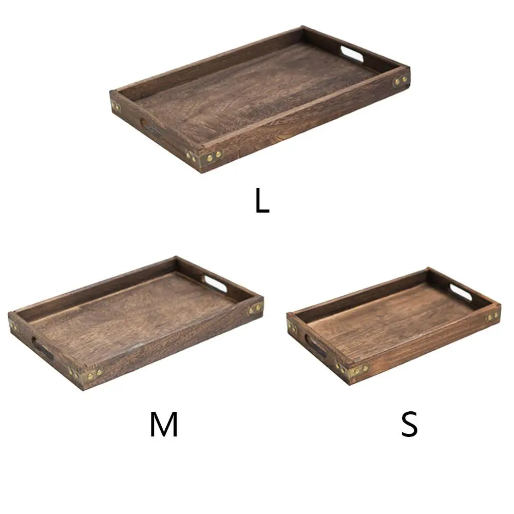 

Rectangular Solid Wooden Tea Tray Tableware Dinner Breakfast Holder Tray For Home Hotel platos fiesta