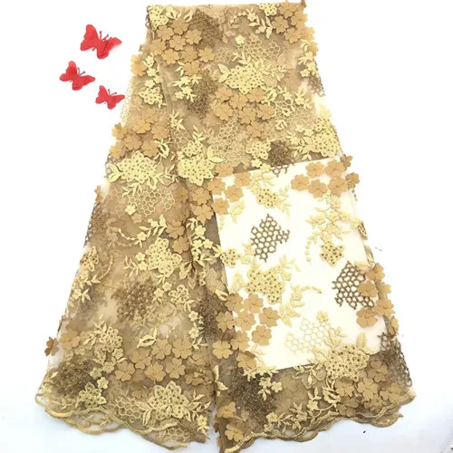 Последняя французская швейцарская Тюлевая 3D кружевная ткань африканская шаль кружевной материал для свадьбы Вечерние платья нигерийские кружевные ткани - Цвет: khaki