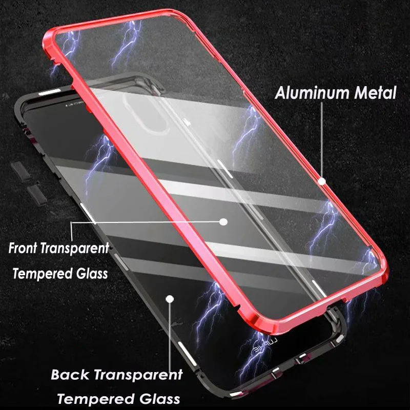 Магнитный чехол с полным покрытием 360 градусов для iPhone 11 Pro XS MAX XR 8 Plus алюминиевый
