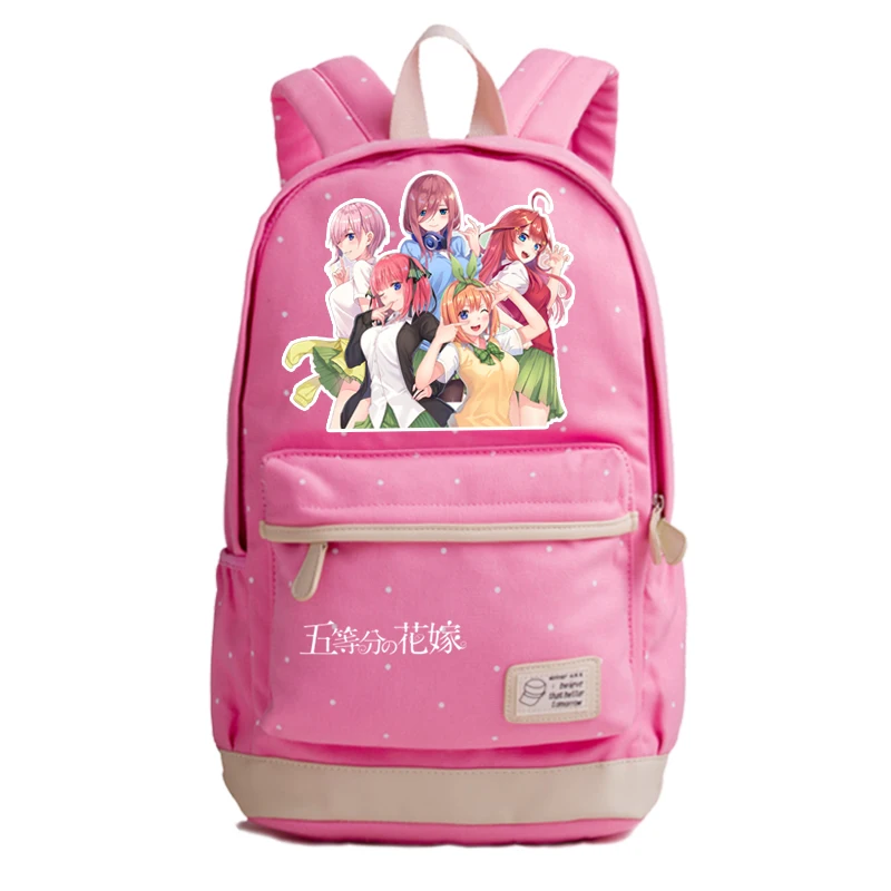 Женский рюкзак с принтом в стиле квинтуплетов, розовый рюкзак Nakano Miku для косплея, тканевые школьные сумки, милый рюкзак Rugzak
