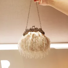 Винтажные атласные клатчи с кисточками, свадебные мини-сумочки для подружки невесты