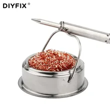 DIYFIX Сварка паяльник наконечник очиститель стали Латунь проволока щетка с подставкой держатель набор BGA инструмент для ремонта