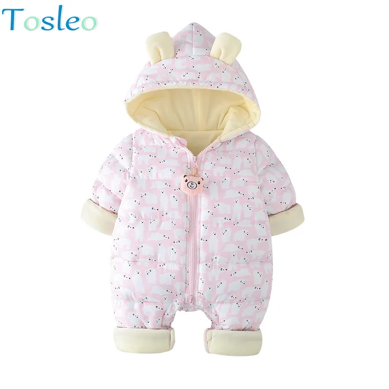 

Baby Rompers Winter Thick Warm Funny Animal Kids Rompers Hooded Toddler Clothes Infant New Born Overalls Girls Boys Outfit 0-1Y