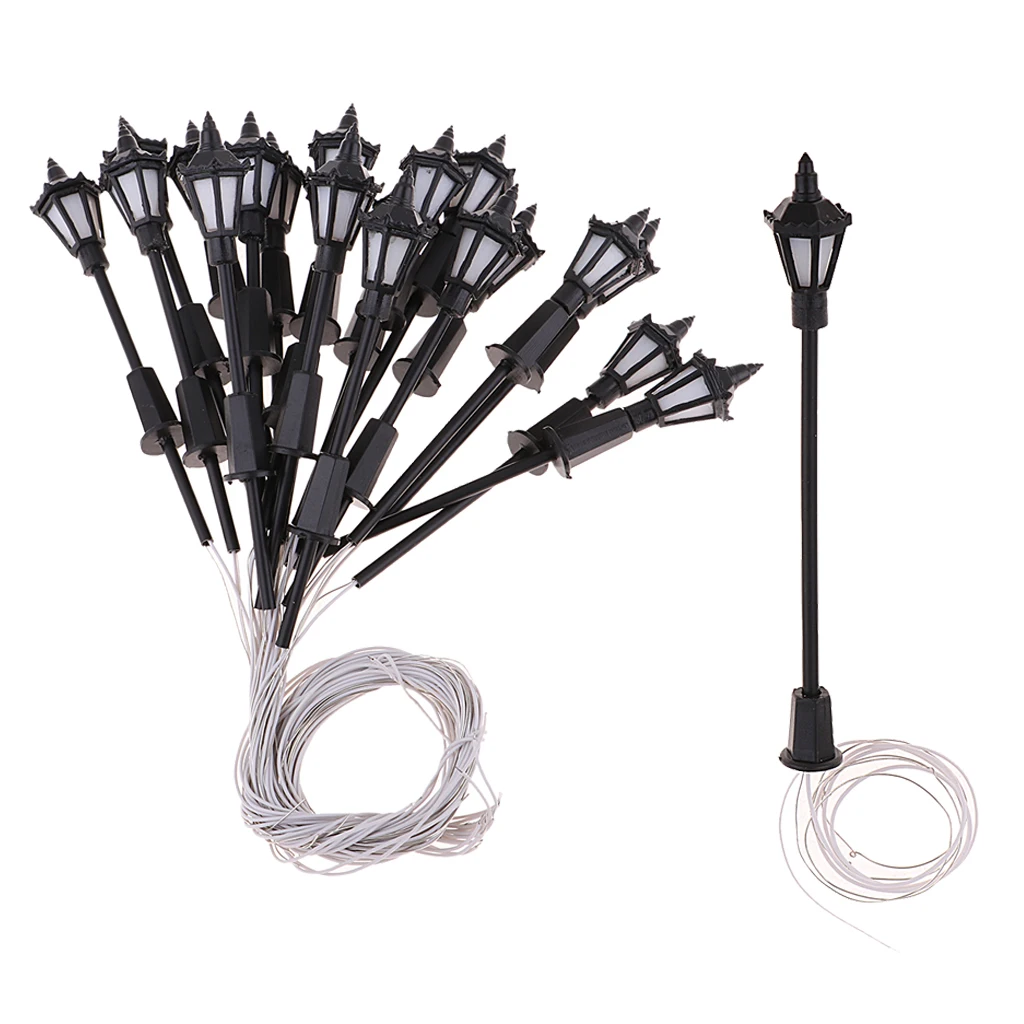 20pcs 1:150 Model Railway Train Lamp Street Lights HO OO Scale LED 6.5cm