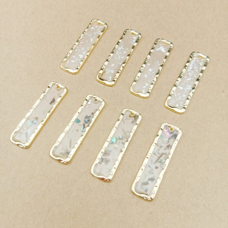 

10pcs 36x10mm Korean Jewelry Accessories Geometrically Transparent Rectangular charms Hanging Earrings Handmade Diy Material