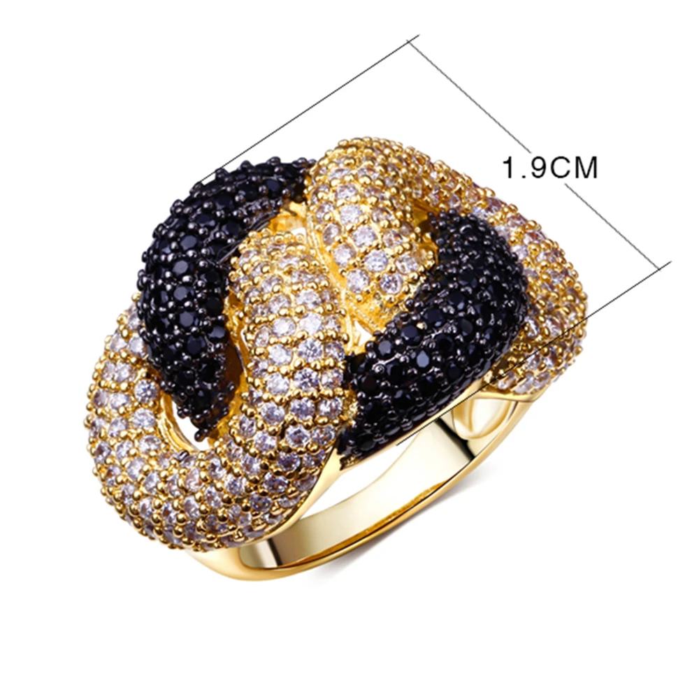 Amazing Black 2 tone finger ring micro pave jet and clear CZ jewelry high quality Zirconia Rings