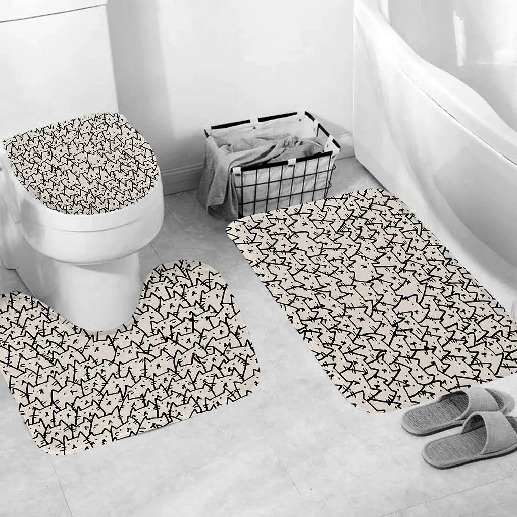 C инновационный нескользящий Печатный туалет из трех частей сиденье для унитаза коврик для унитаза впитывающий удобный коврик Украшение cs02