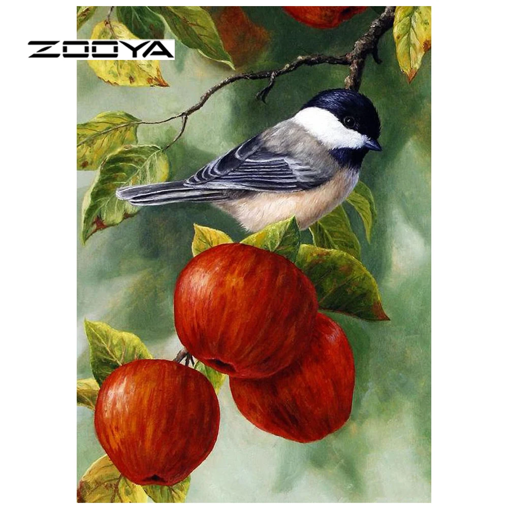 ZOOYA Алмазная картина животное яблоко Вышивка Птицы узор Стразы декоративная