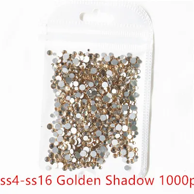 Смешанные размеры 1000 шт./упак. кристально чистый AB не исправление пришивные стразы для ногтей Rhinestoens для дизайна ногтей 3D украшения для ногтей украшение драгоценных камней - Цвет: ss4ss16GoldenShadow