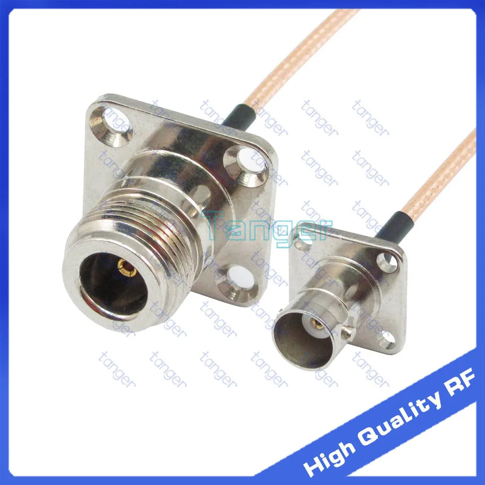 

N female jack 4hole panel to BNC female 4four hole panel straight with RG316 Coaxial Pigtail Jumper Low Loss cable 8inch 20cm