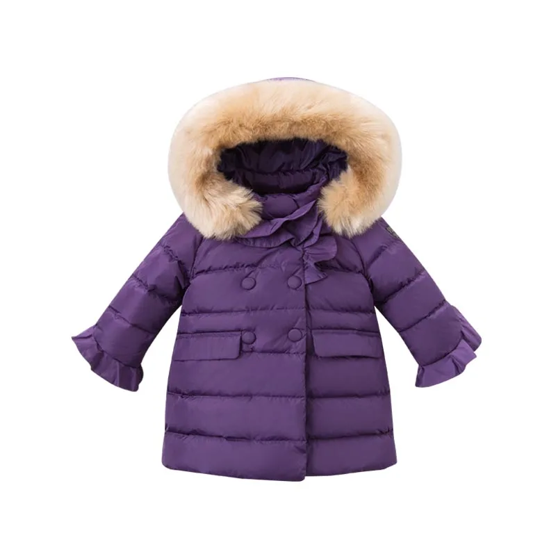 DB5918 нижнее белье в стиле бренда dave bella, зимнее пуховое пальто для маленьких девочек пуховая куртка для детей с наполнителем из белого утиного пуха, пальто Детская верхняя одежда с капюшоном - Цвет: purple
