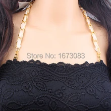 Женский интимный бюстгальтер, аксессуары, украшенный блестящий металл, Золотая цепочка, плечевой бюстгальтер, ремни, Сменный пояс для нижнего белья, 1 шт