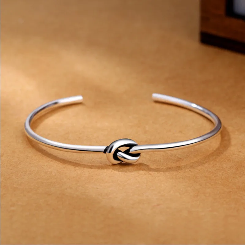 

New Fashion Popular 925 Sterling Silver Jewelry Bracelets Vintage Thai Silver Style Love Tie Braided Female Bangles