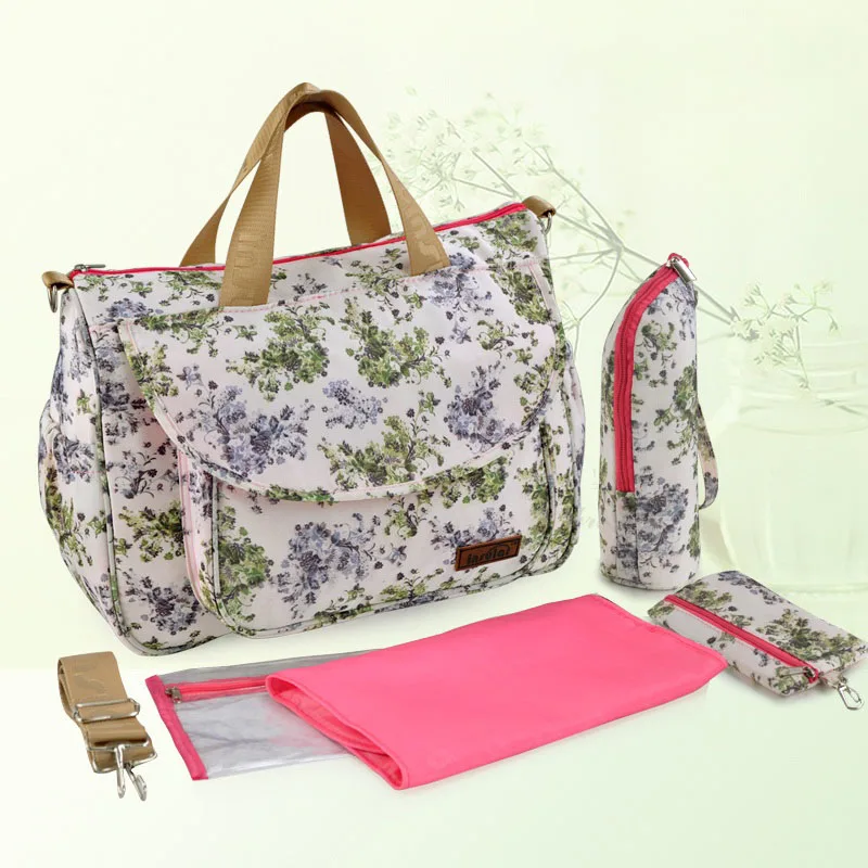 Брендовая сумка для мам с цветочным узором, водонепроницаемая нейлоновая большая вместительная сумка для ухода за ребенком, сумка для подгузников, сумка-мессенджер для мам - Цвет: style 3