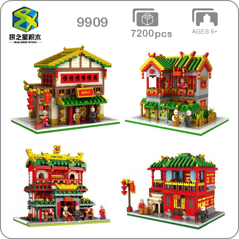 

Ancient Architecture Wine Pub Brothel Mercery Shop Store Kung Fu School DIY Diamond Mini Building Nano Blocks Toy Collection