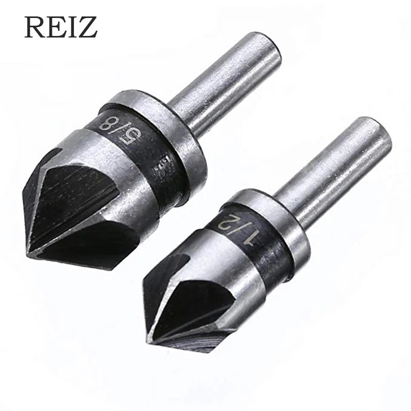 

REIZ 2pcs Countersink Drill Bit 82Degree Point Angle Chamfer Chamfering Countersinking Cutter 1/4" Round Shank Power Tool