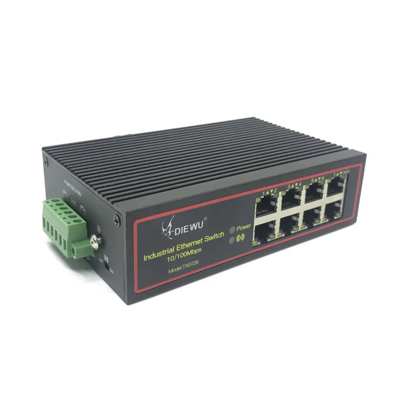 5V 58V 8 port 10/100M DIN рейка неуправляемые промышленные коммутаторы Ethernet|Сетевые