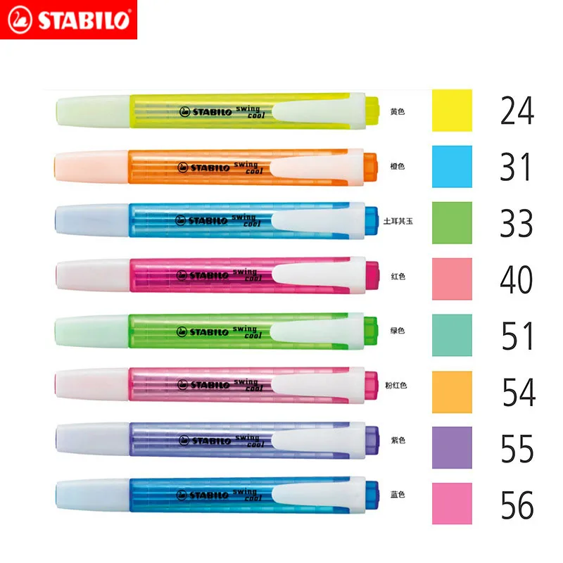 STABILO Свинг крутой маркер, фломастер флуоресцентные цвета kawaii 1+ 4 мм Мини карманный размер на водной основе портативный художественный Рисунок