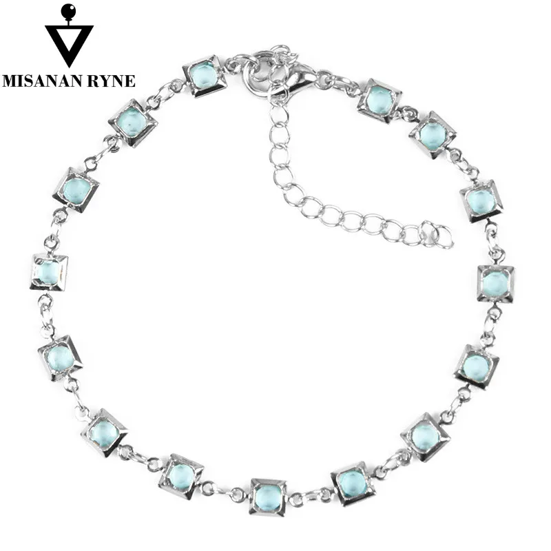 

MISANANRYNE New Fashion Simple Anklet Women Footchain Handmade Geometric Crystal Link Chain Summer Beach Jewelry enkelbandje