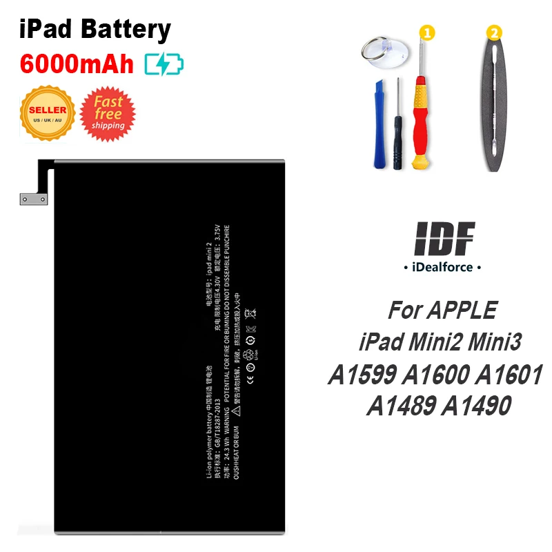 Внутренняя литий ионная Батарея Замена для APPLE iPAD Mini 2/3 A1489 A1490 A1599 A1600 A1601 (6000 мА ·