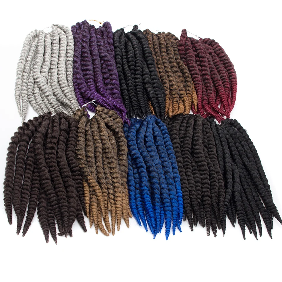 QP hair 2X Twist 12 Roots Crochet Braids 14 18 22 inch Synthetic Hair Extensions 8 Pure Colors For Women