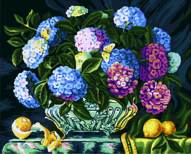 UnFrame picture oil painting by numbers wall decor diy on canvas for home 4050 Hydrangea | Дом и сад