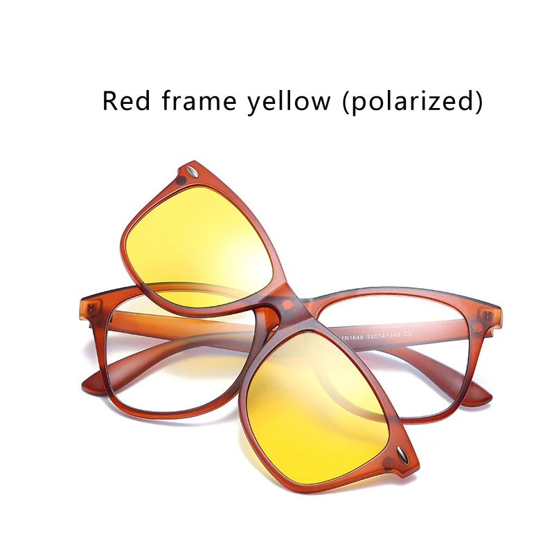 OHMIDA магнитные солнцезащитные очки с зажимом для женщин и мужчин, поляризованные линзы, зеркальные солнцезащитные очки UV400, фирменный дизайн, Летний стиль, ретро солнцезащитные очки - Цвет линз: Yellow lens clip