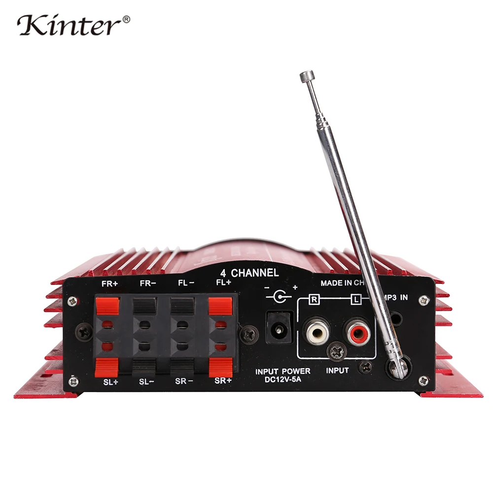 Kinter MA-200 Audio Amplifier 4 channel hifi stereo sound DC12V car amplifiers with FM radio SD USB Input DC 12V power adapter
