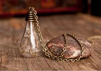 

30pcs Wish necklace, dandelion necklace, glass vial necklace ( finished necklace)