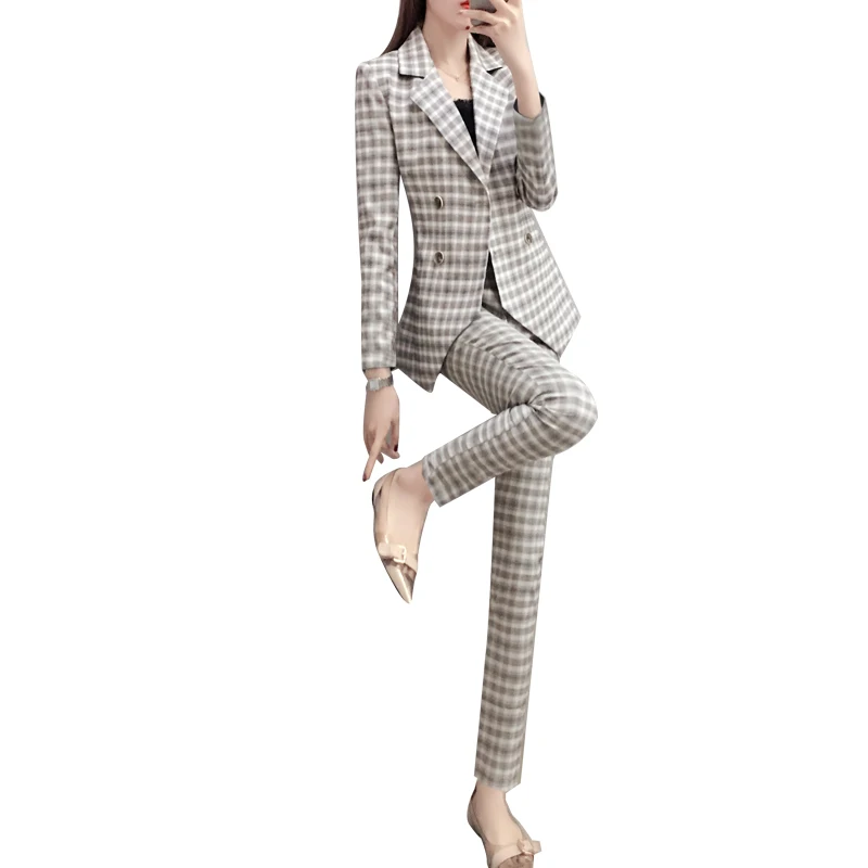 Women's Plaid business suit fashion suit female career suit jacket