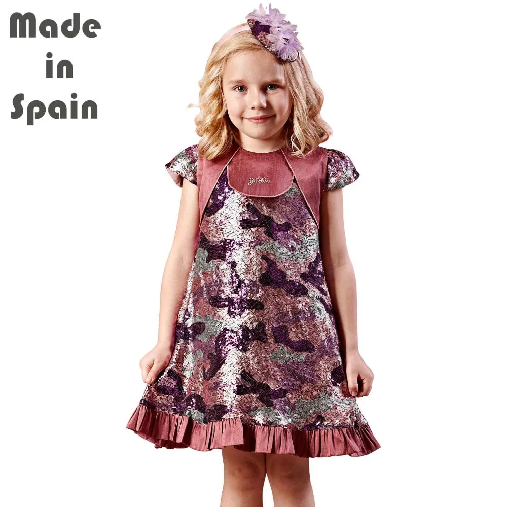 

i-lollipop Luxury Flower Girl Dresses Children Clothes Kids Girl Dress Purple Fancy World Pailette Sequins