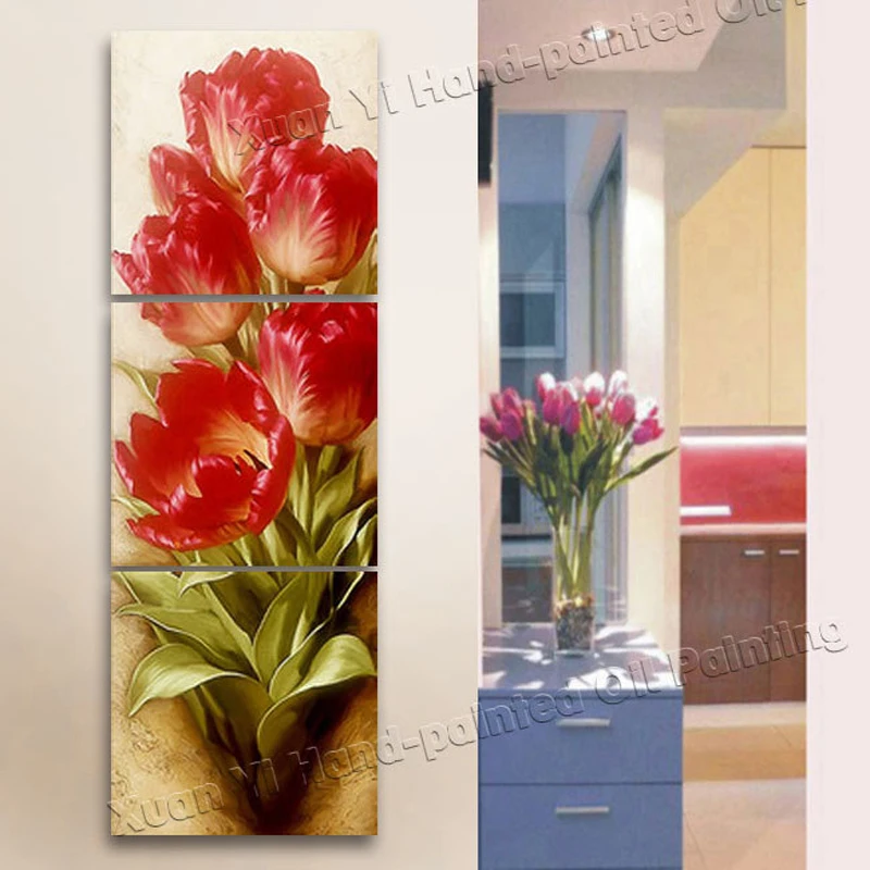 

3 Piece Wall Art Abstract Red Flower Canvas Painting On The Wall Pictures For Living Room Prints And Poster Home Decor Pictures