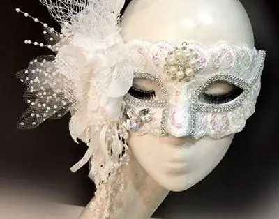 Белая высококачественная Роскошная перламутровая кисточка перо сценическая маска на Хеллоуин и Рождество вечерние Танцевальная Маска Принцесса женская маска