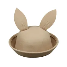 Детская весенняя шапка с заячьими ушками из мультфильма; шерстяная одноцветная Шапка; шляпы в рыбацком стиле; модные аксессуары; шапка из хлопка высокого качества