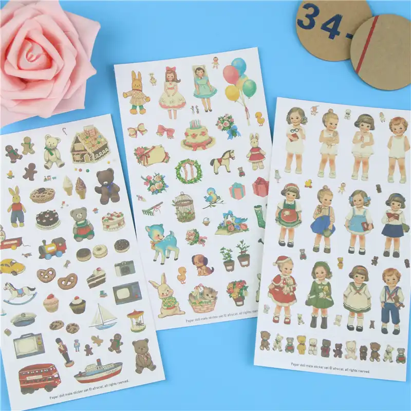 6 Pcs Pack Free Shipping Cute Stickers Paper Girl Combination