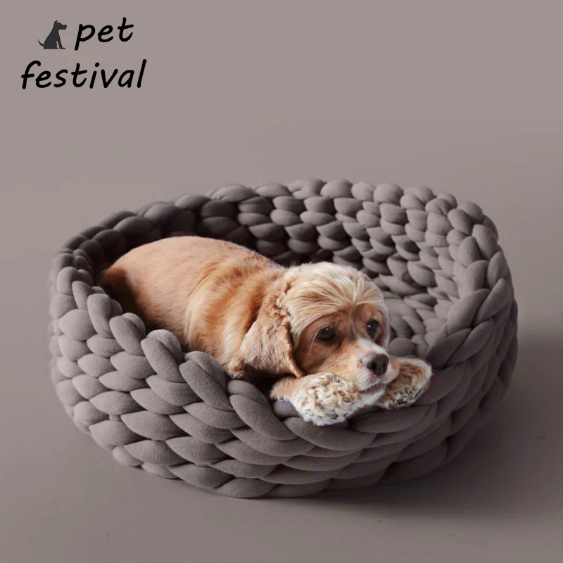 

Pet Festival Kennel Can Core Yarn Extra Thick Hand Woven Nest Blanket Soiled Washable
