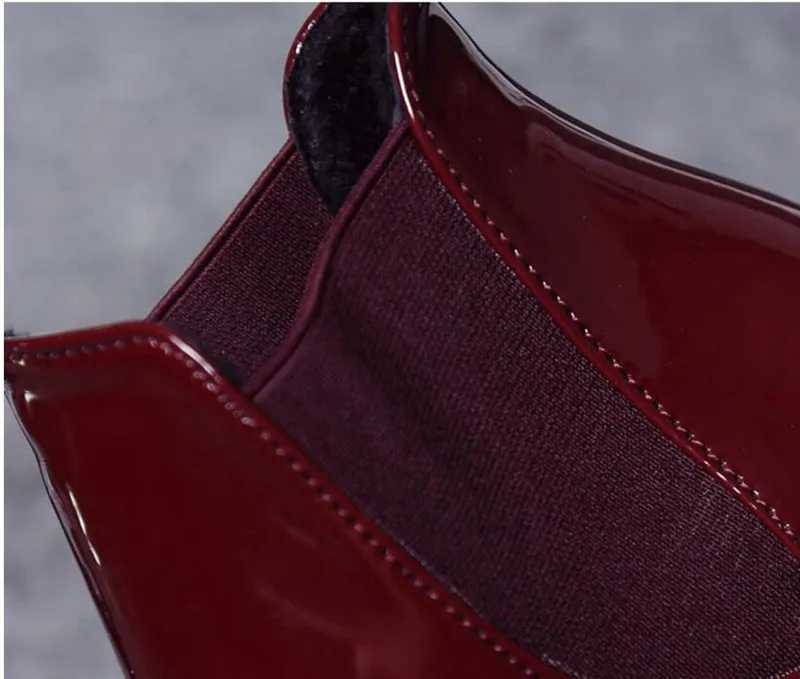 COOTELILI Comfortable 5cm High Heels Ankle Boots For Women Pointed Toe Warm Autumn Winter Shoes Women Pumps Red Black 35-39 (3)