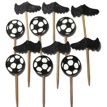 

glitter soccer balls, cleats, boys sports Birthday Cupcake Toppers bachelorette wedding baby bridal shower toothpicks