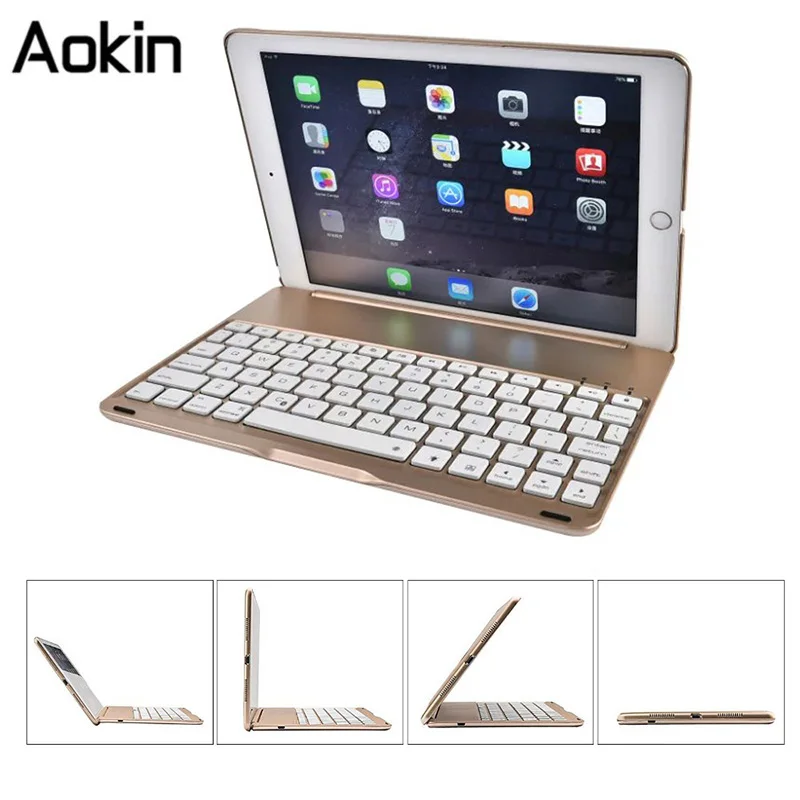

7 Colors LED Backlit Wireless Bluetooth Keyboard for Ipad Air 2, iPad Pro 9.7 Inch Stand Protective Case Cover With Keyboard