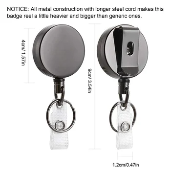 

2pcs Anti-lost Retractable Buckle Metal Housing 40mm Non-breakable Cord for Keychain #4