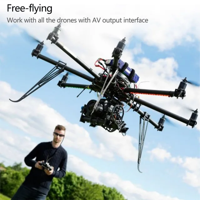 Head-Mounted Display FPV Glasses 80 Inches Virtual Wide Screen Smart Video Glasses AV Input For Drones XBOX PS3 Games