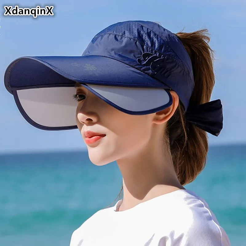Женская Выдвижная Солнцезащитная шляпка XdanqinX новая летняя пустая с
