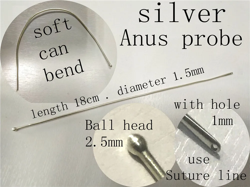 JZ medical Anorectal instrument soft can bend silver Anus probe Double